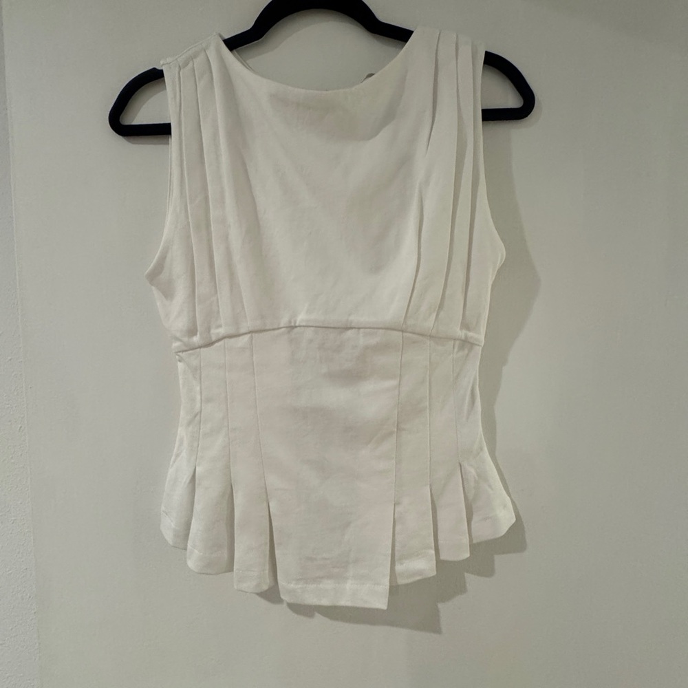 NWT Zara Elegant White Peplum Sleeveless Blouse